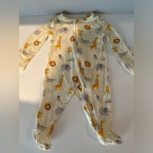 HUGGIES Zoo Animal Print Zip Up Footie Onesie in Yellow - Newborn Baby